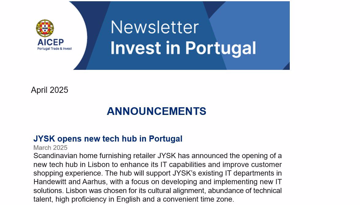 Newsletter Invest in Portugal